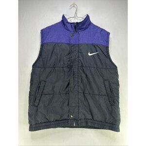 Vintage Nike Vest Large Youth (14-16) Zip Up Purple And Black Puffer Vest 90’s